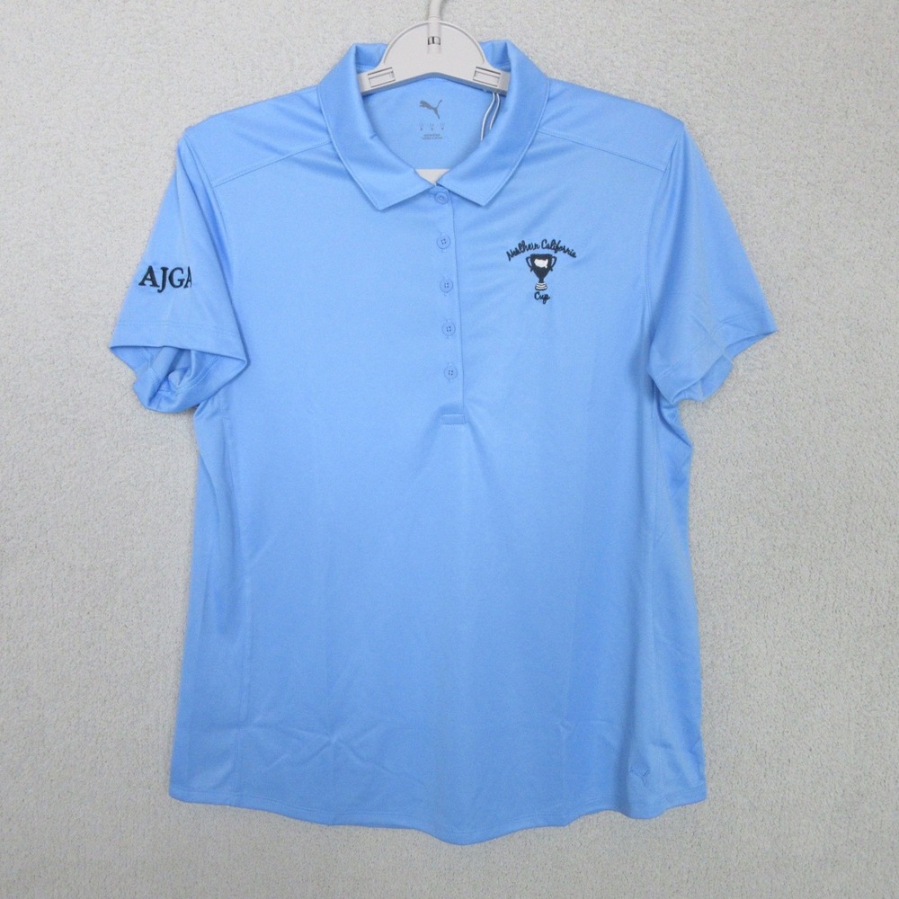 Puma AJGA Polo Shirt Blue Northern‎ California Golf Logo Short Sleeve Womens M